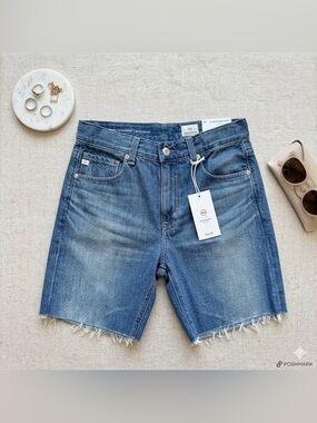 BNWT agjeans Medium Blue Frayed Denim Shorts
